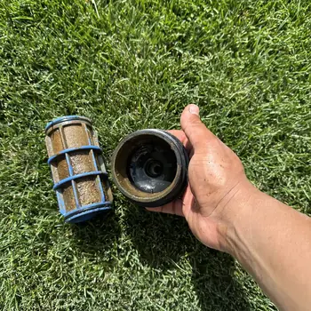 Sprinkler inline filter clogged with sediment